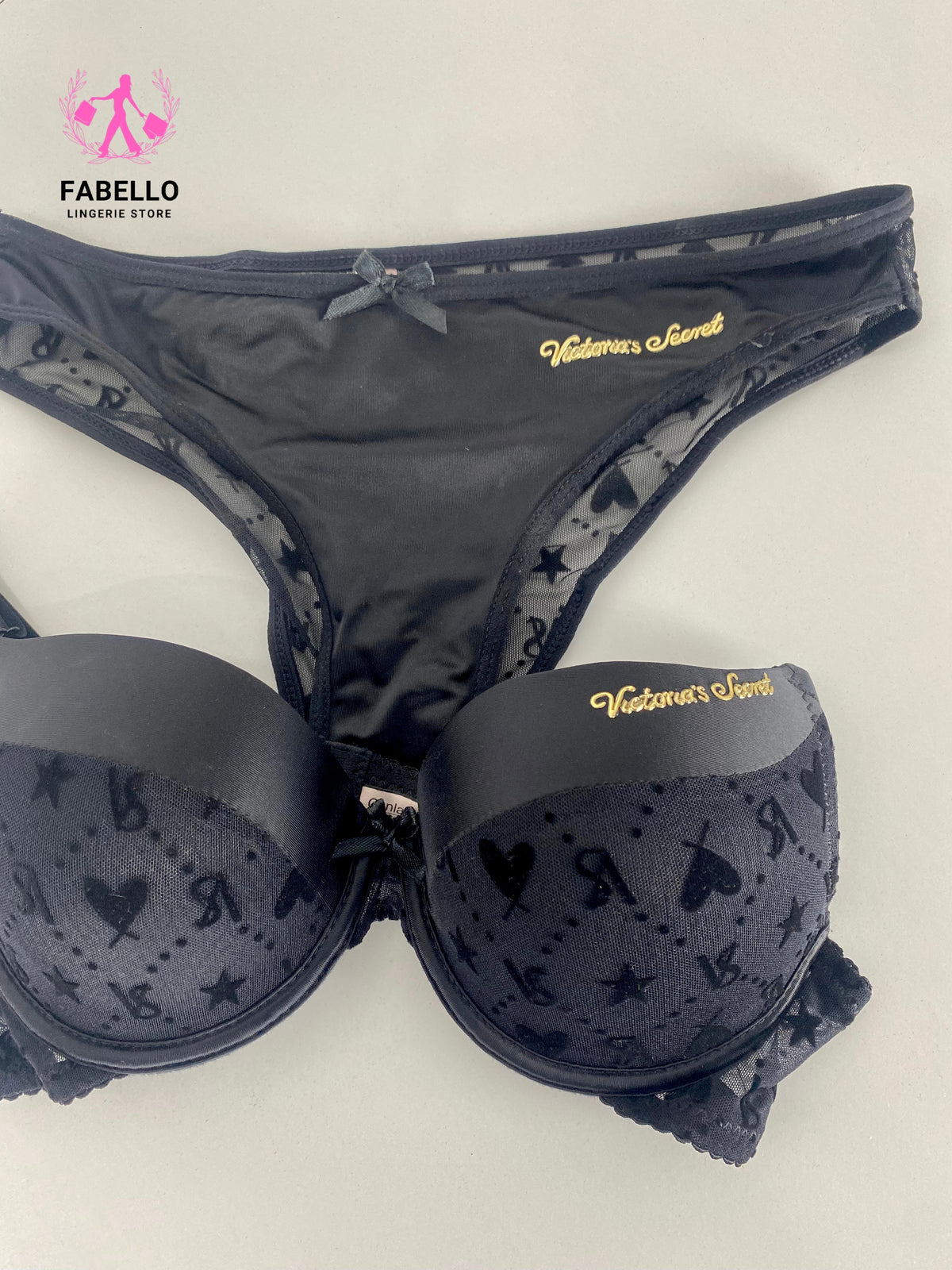Fabello Bra & Panty Set Black Color