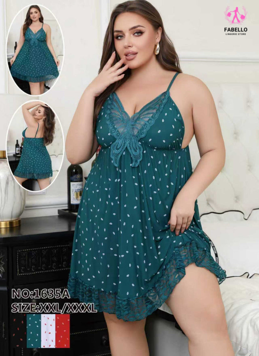 Deep Lace Plus Size Nighty Set