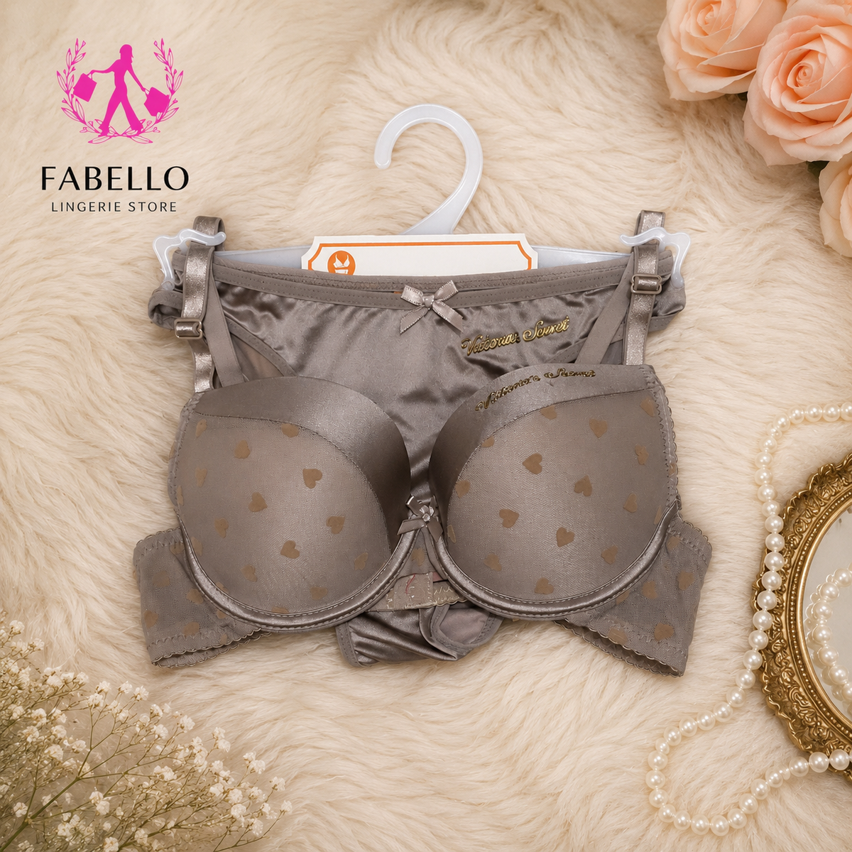 Elegant Blush Silver Lingerie Set for Women