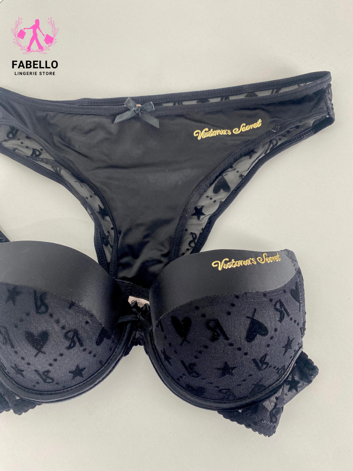 Fabello Bra & Panty Set Black Color