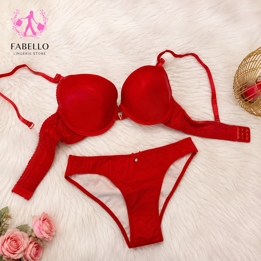 Leather Thin Padded Bra Set for Women