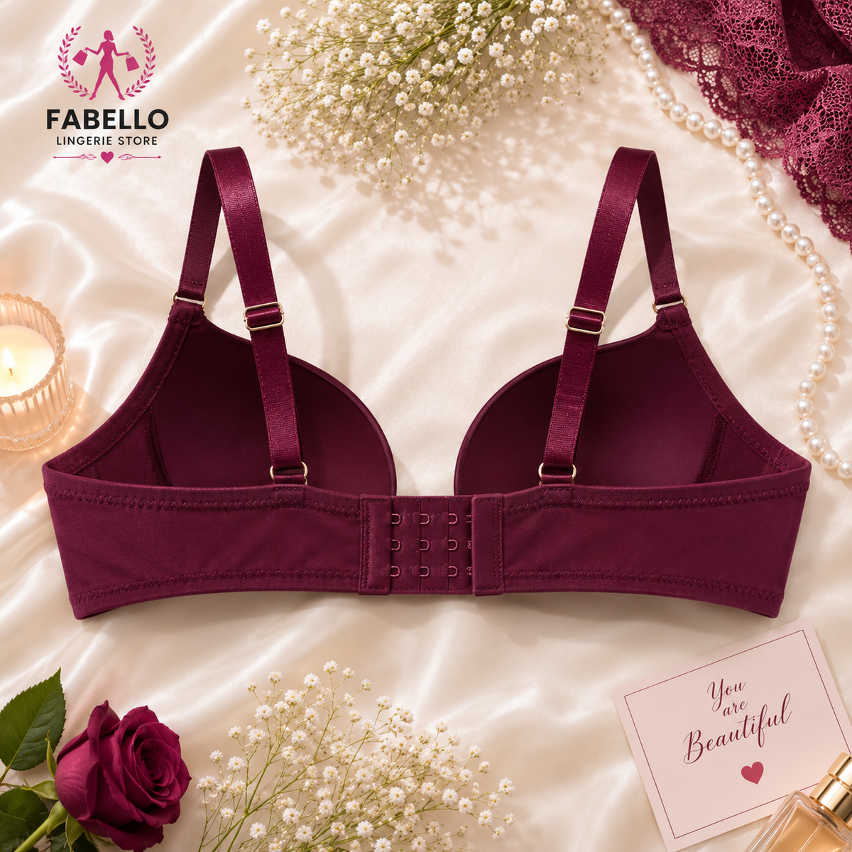Maroon Push Up Padded Bra for Women