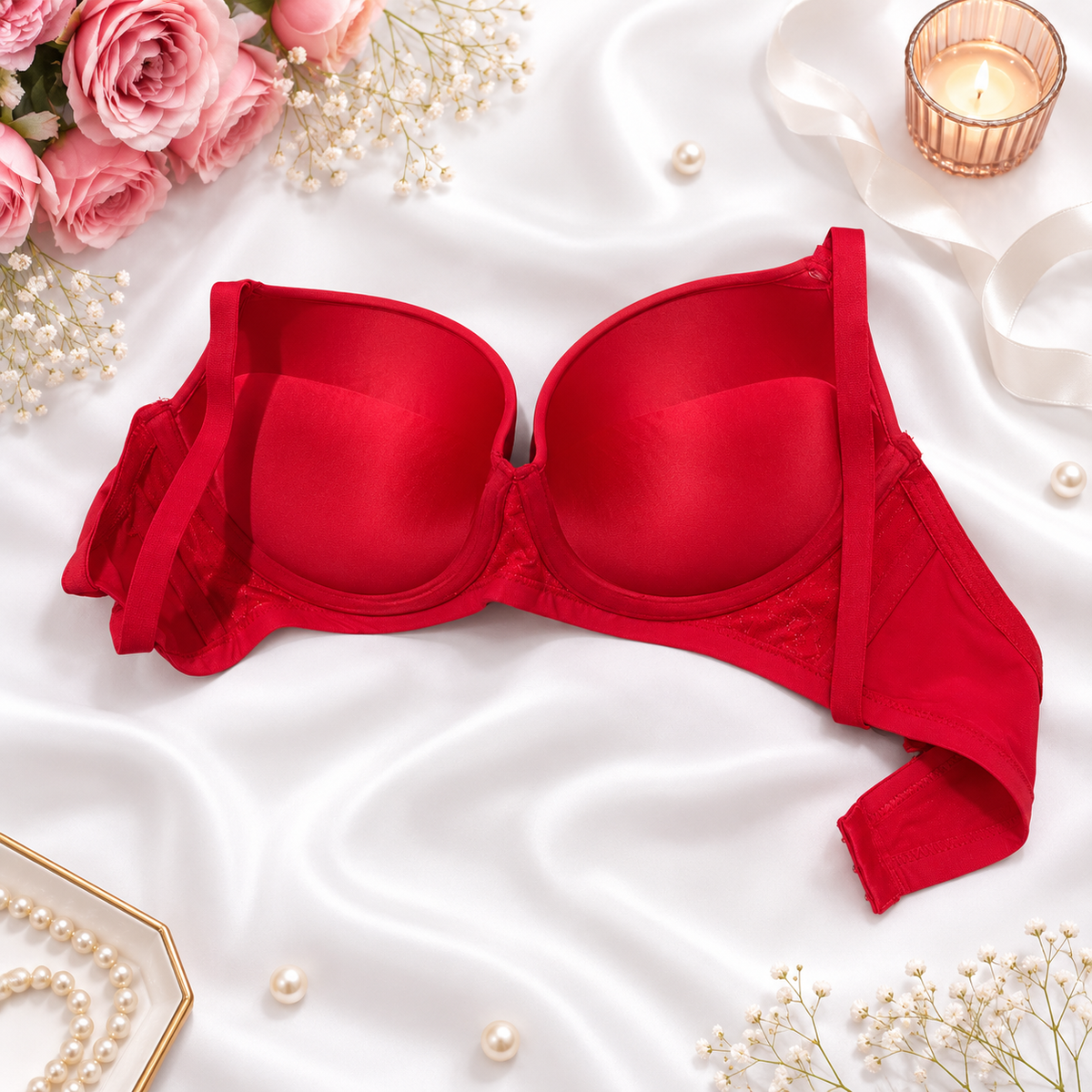 Women’s Red Push Up Padded Bra